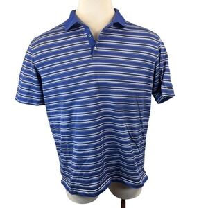Nike Tiger Woods Collection‎ Mens XL Dri-FIT Striped Polo Shirt Blue White Golf